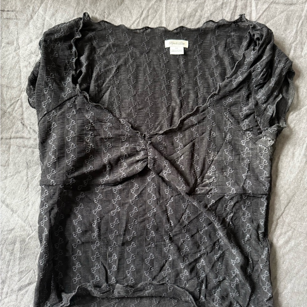Urban Outfitters Dark Gray Textured Short Sleeve Top